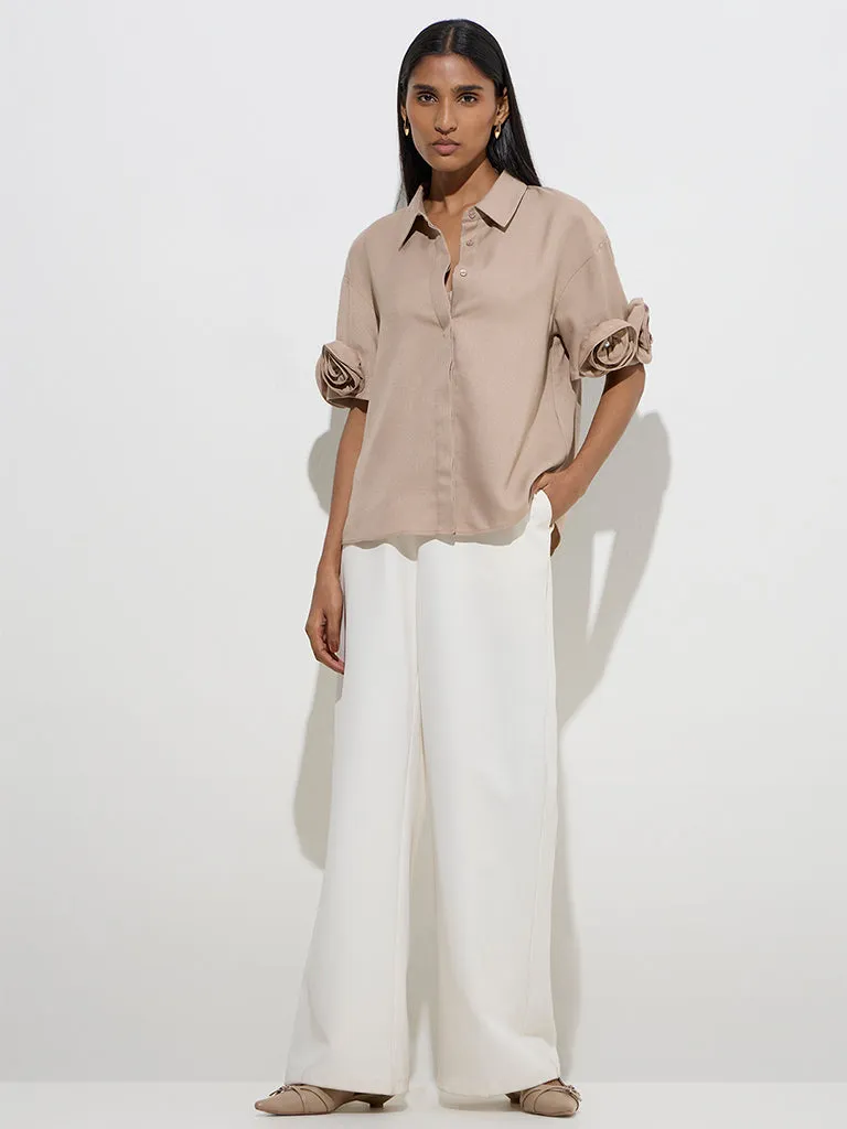 Wardrobe Beige Rosette Detailed Shirt