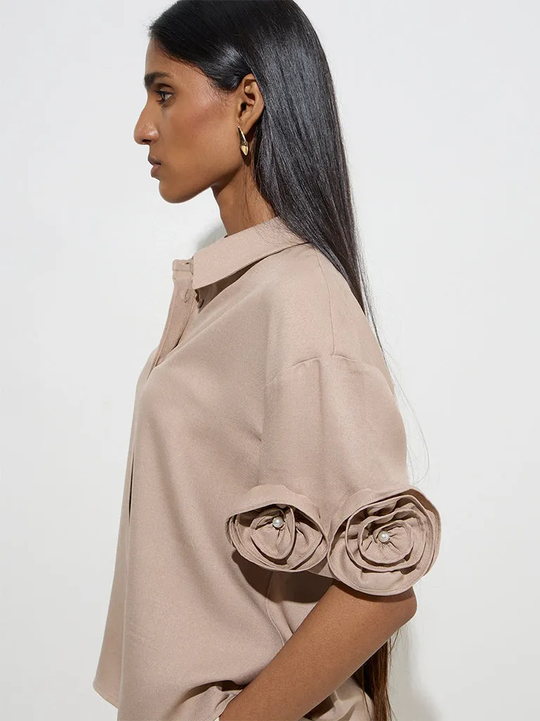 Wardrobe Beige Rosette Detailed Shirt