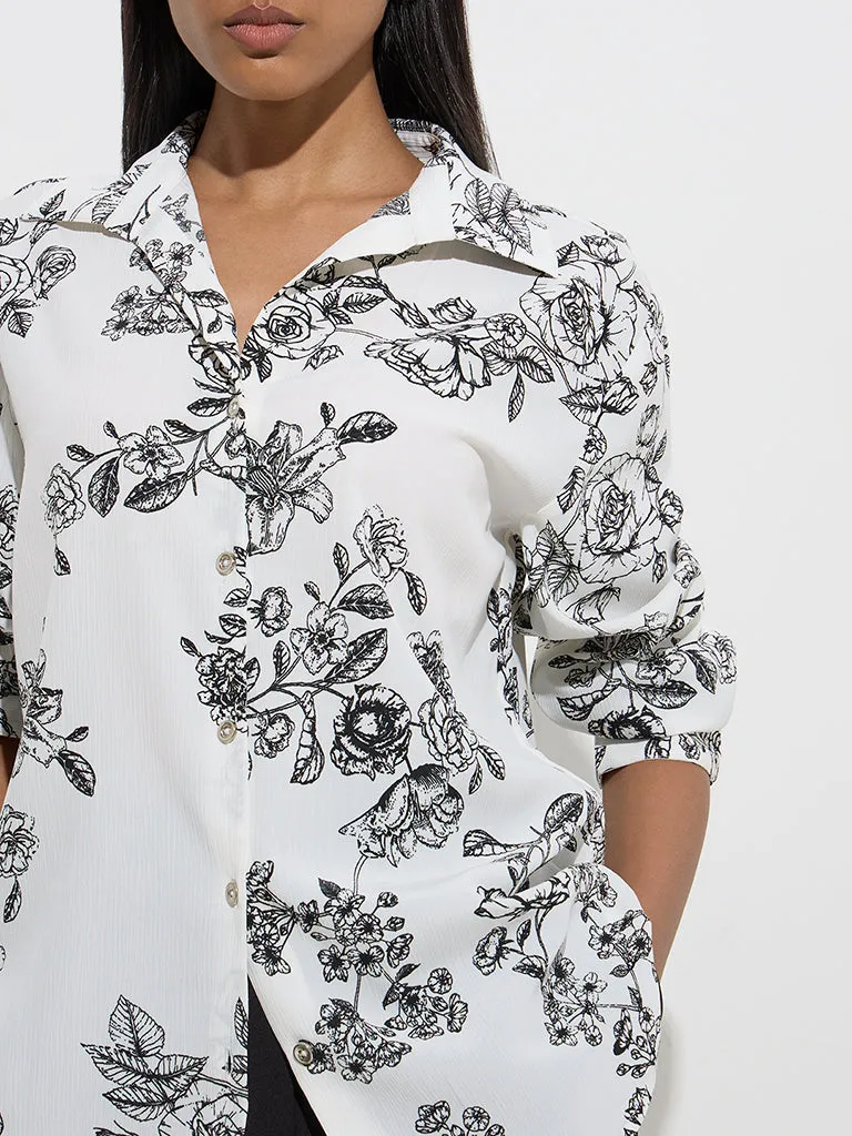 Wardrobe White Floral Design Shirt