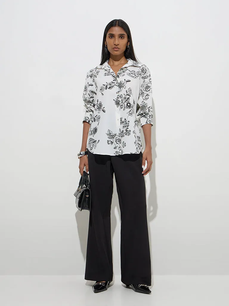Wardrobe White Floral Design Shirt