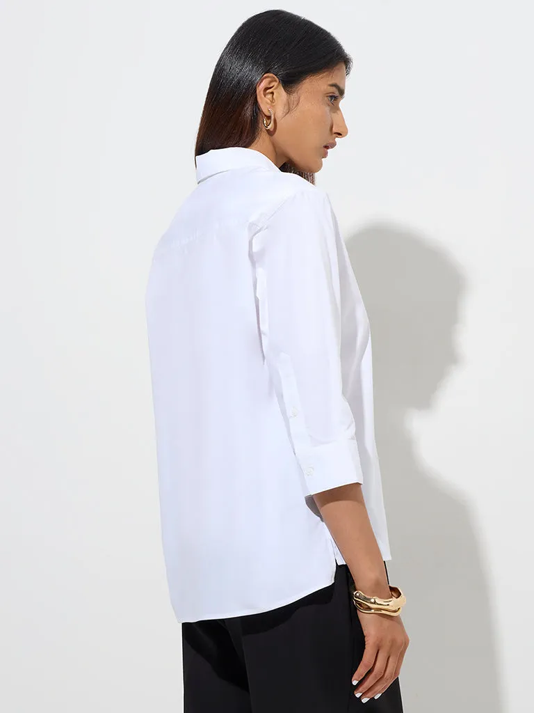 Wardrobe White Solid Shirt