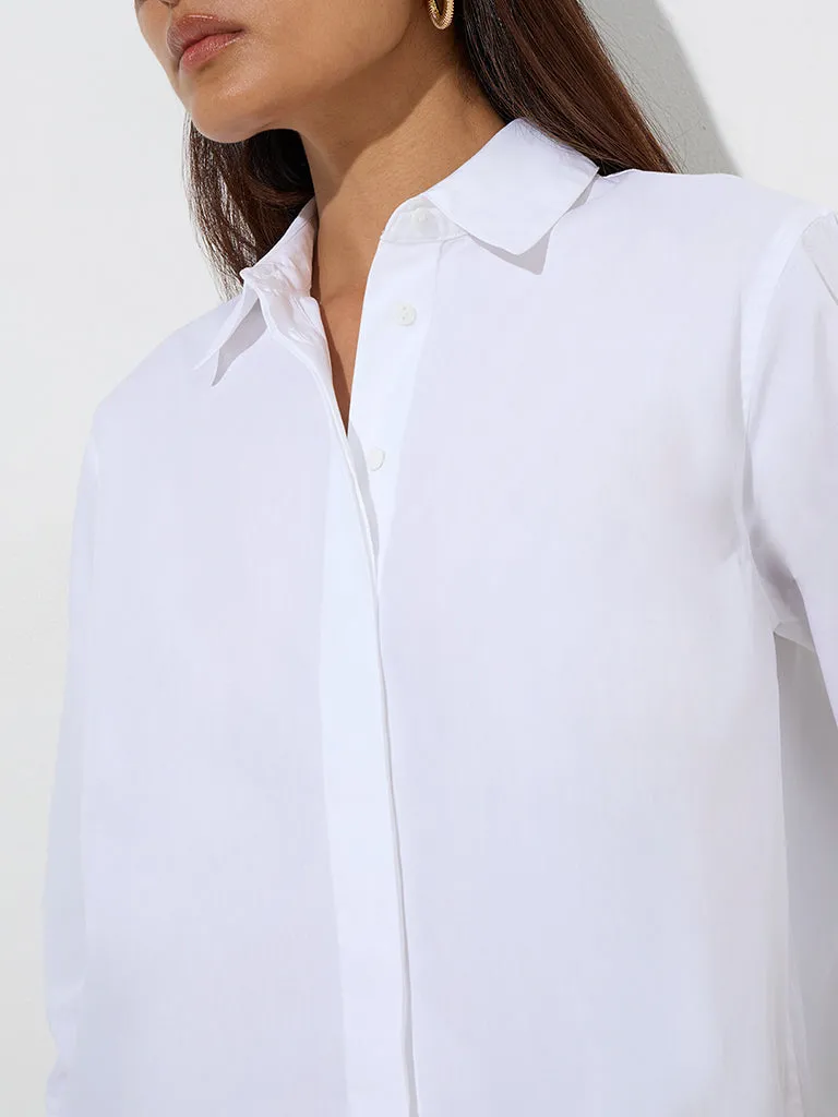 Wardrobe White Solid Shirt