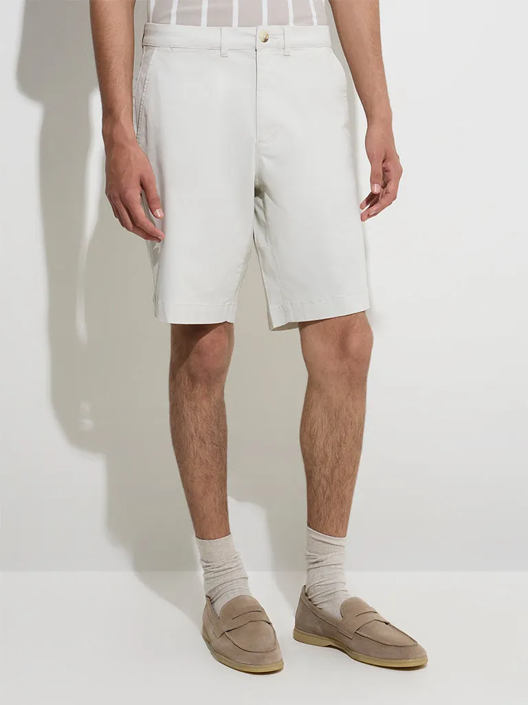 WES Casuals Light Beige Relaxed-Fit Cotton-Blend Shorts