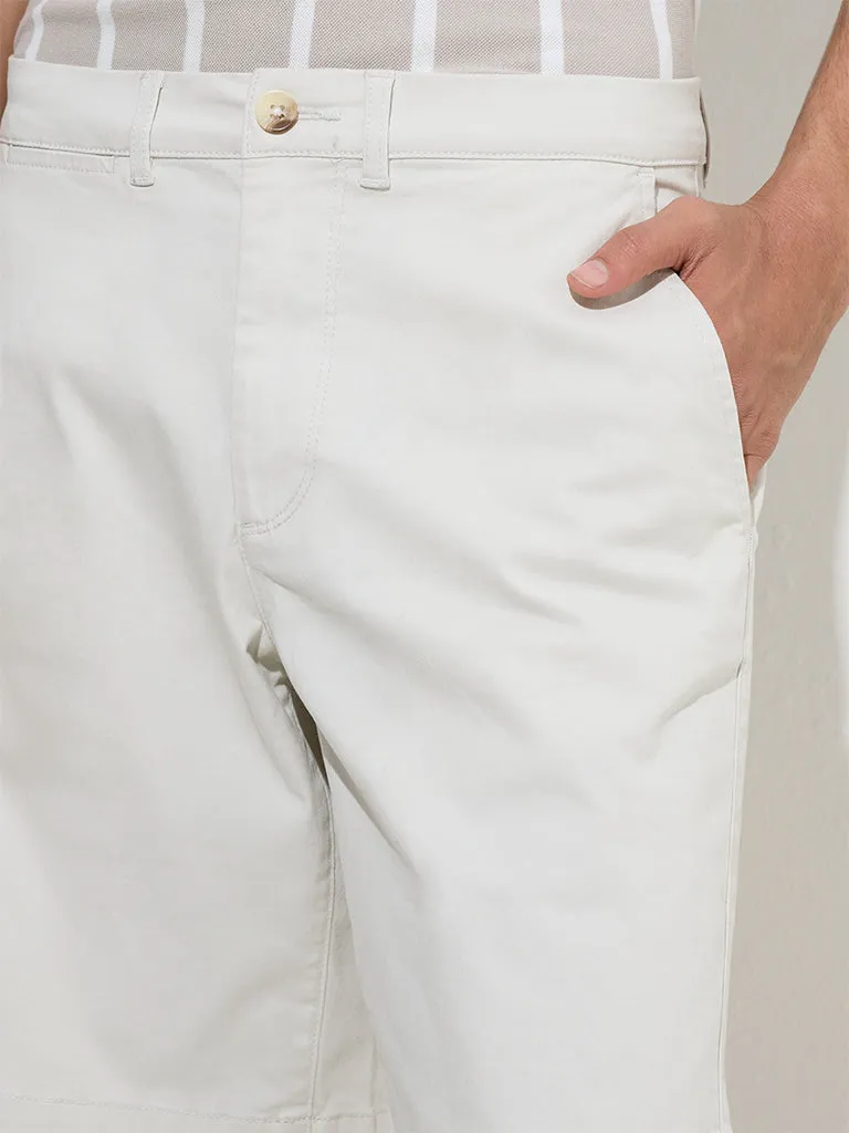 WES Casuals Light Beige Relaxed-Fit Cotton-Blend Shorts