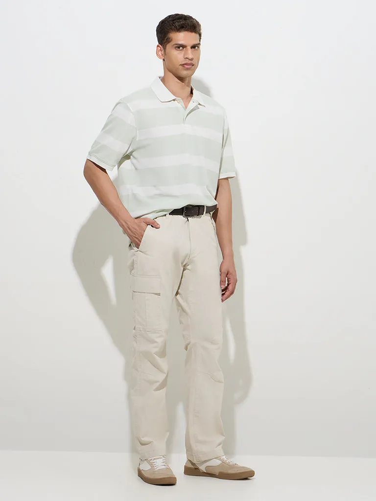 WES Casuals Mint Relaxed-Fit Cotton-Blend Polo T-Shirt