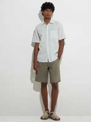 WES Casuals Mint Tropical-Inspire Relaxed-Fit Cotton Shirt