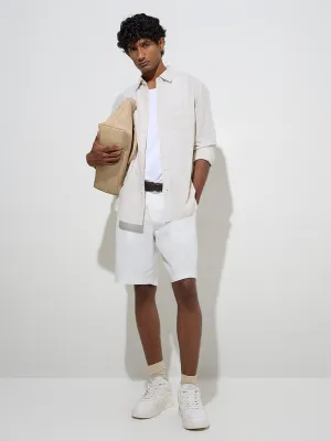 WES Casuals Off-White Checks Relaxed-Fit Cotton-Blend Shirt