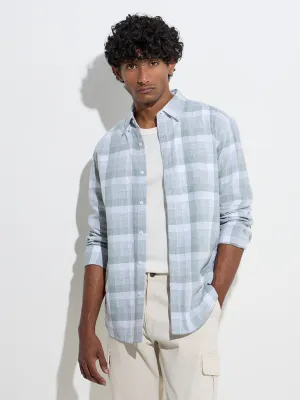 WES Casuals Sage Checks Design Relaxed-Fit Cotton Shirt