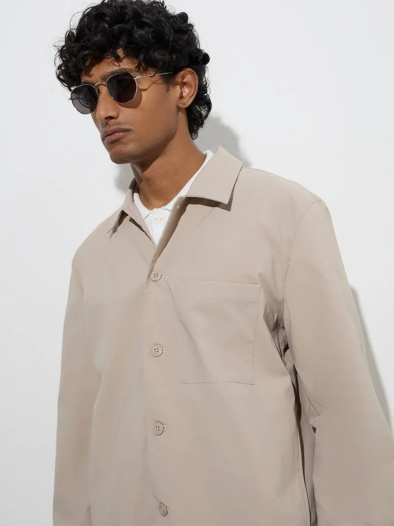 WES Formals Beige Solid Relaxed-Fit Jacket