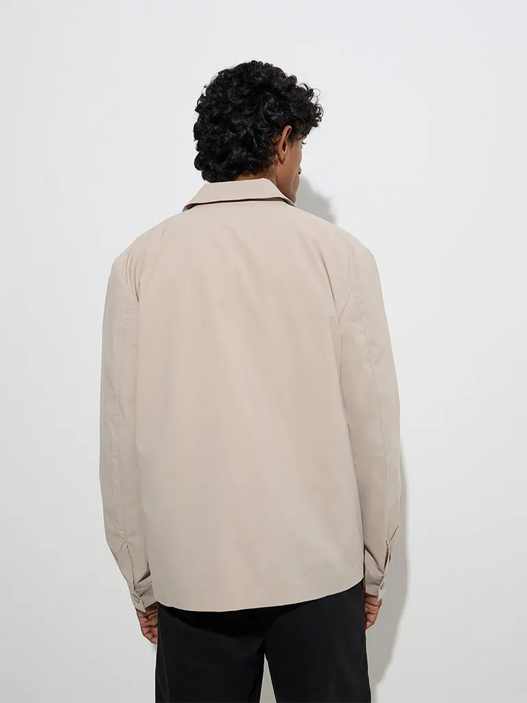 WES Formals Beige Solid Relaxed-Fit Jacket