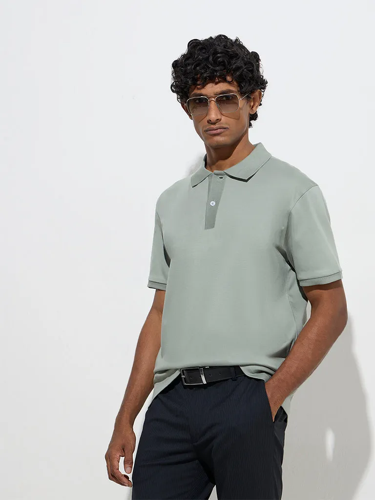 WES Formals Sage Slim-Fit Cotton Polo T-Shirt