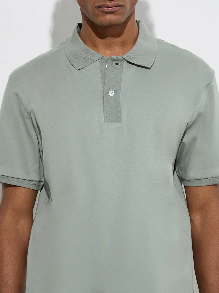 WES Formals Sage Slim-Fit Cotton Polo T-Shirt