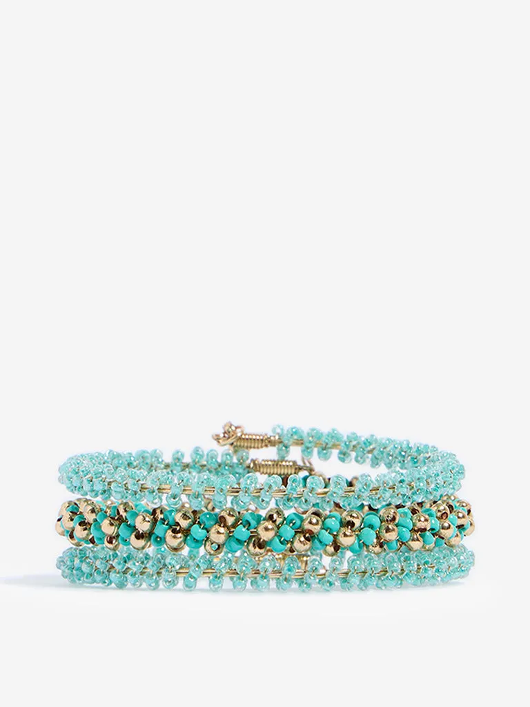 Westside Accessories Aqua Beaded Bracelet Set - Pack of 3