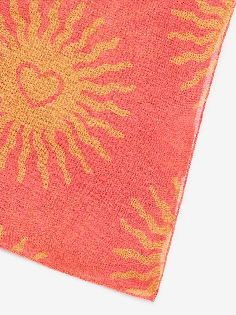 Westside Coral Sun Printed Scarf