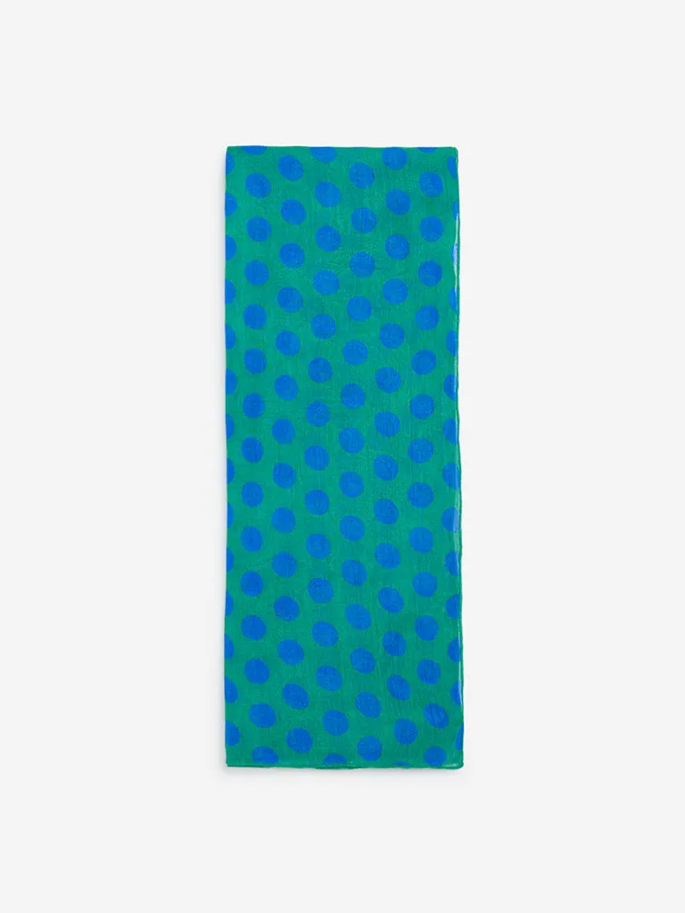 Westside Green Polka Dot Design Scarf