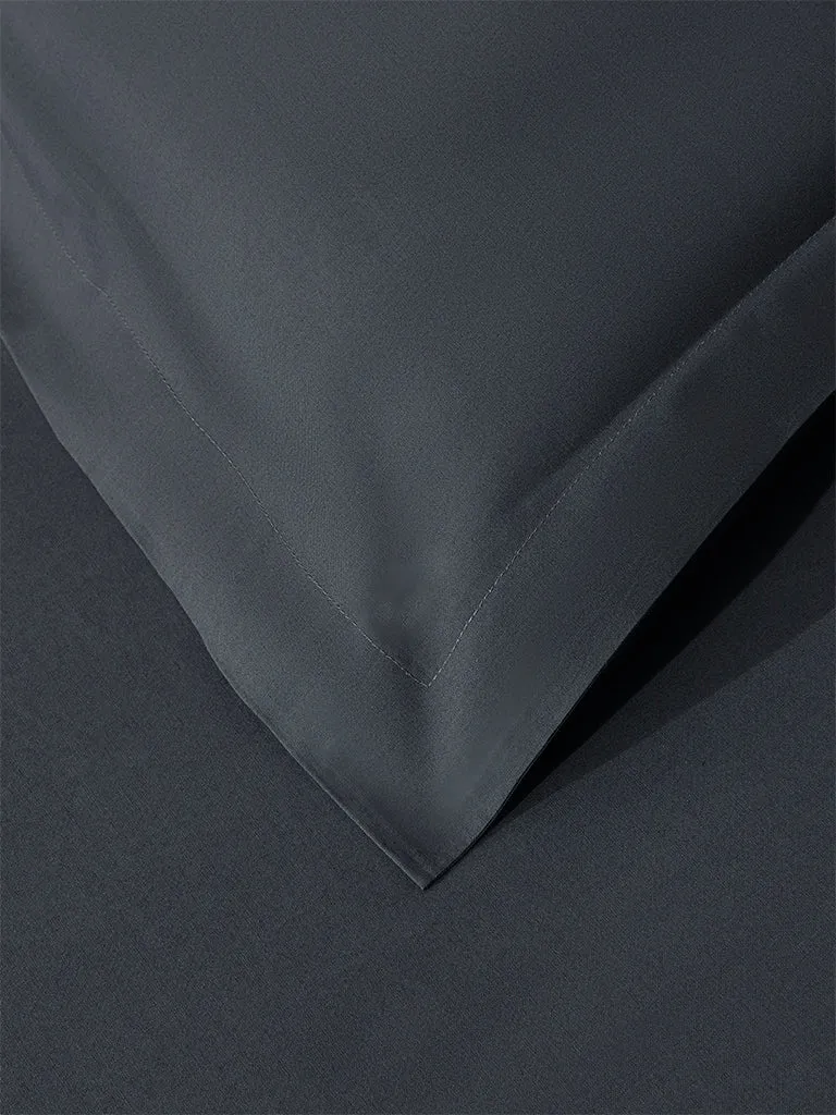 Westside Home Charcoal Solid King Bed Fitted Sheet and Pillowcase Set