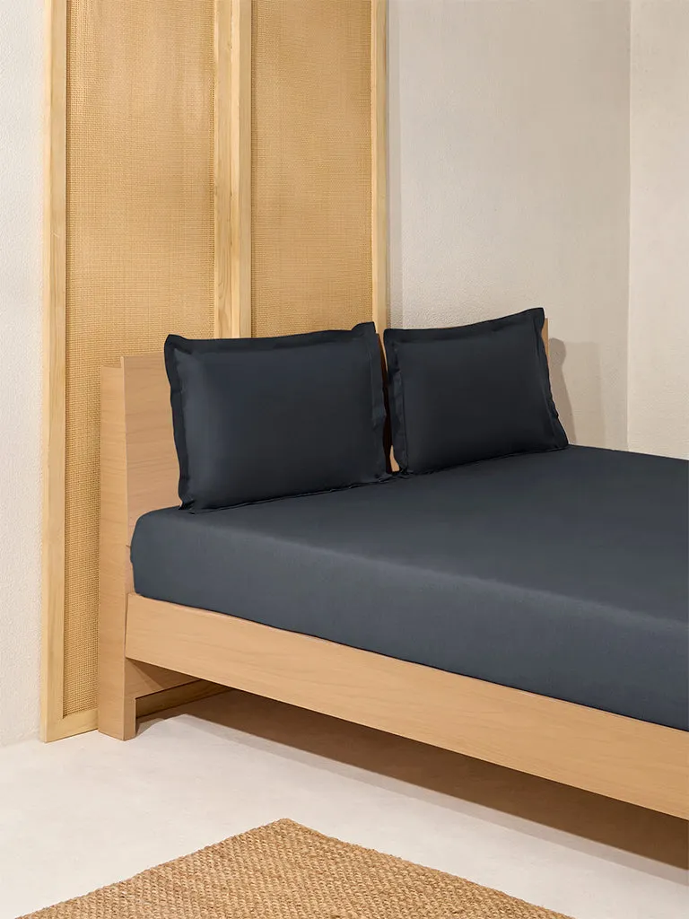 Westside Home Charcoal Solid King Bed Fitted Sheet and Pillowcase Set