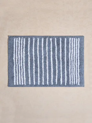 Westside Home Grey Stripe Printed Bath Mat