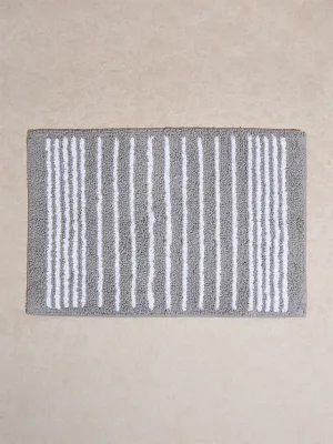Westside Home Grey Stripe Printed Bathmat