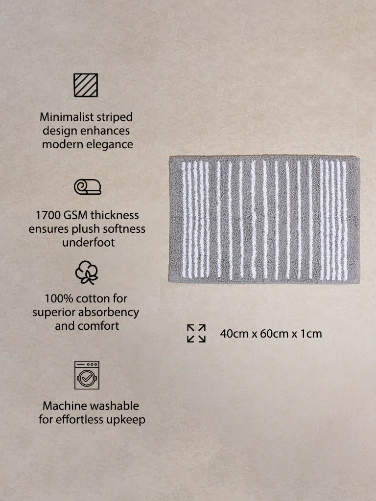 Westside Home Grey Stripe Printed Bathmat