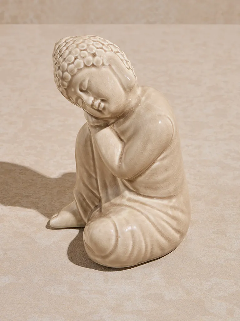 Westside Home Ivory Ceramic Sleeping Buddha