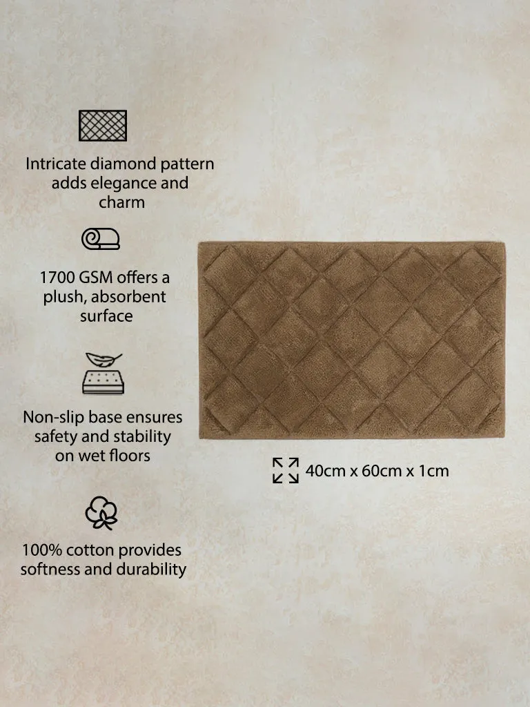 Westside Home Light Brown Diamond Design Non-Slip Bath Mat