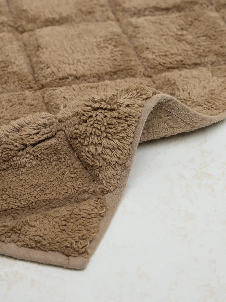 Westside Home Light Brown Diamond Design Non-Slip Bath Mat