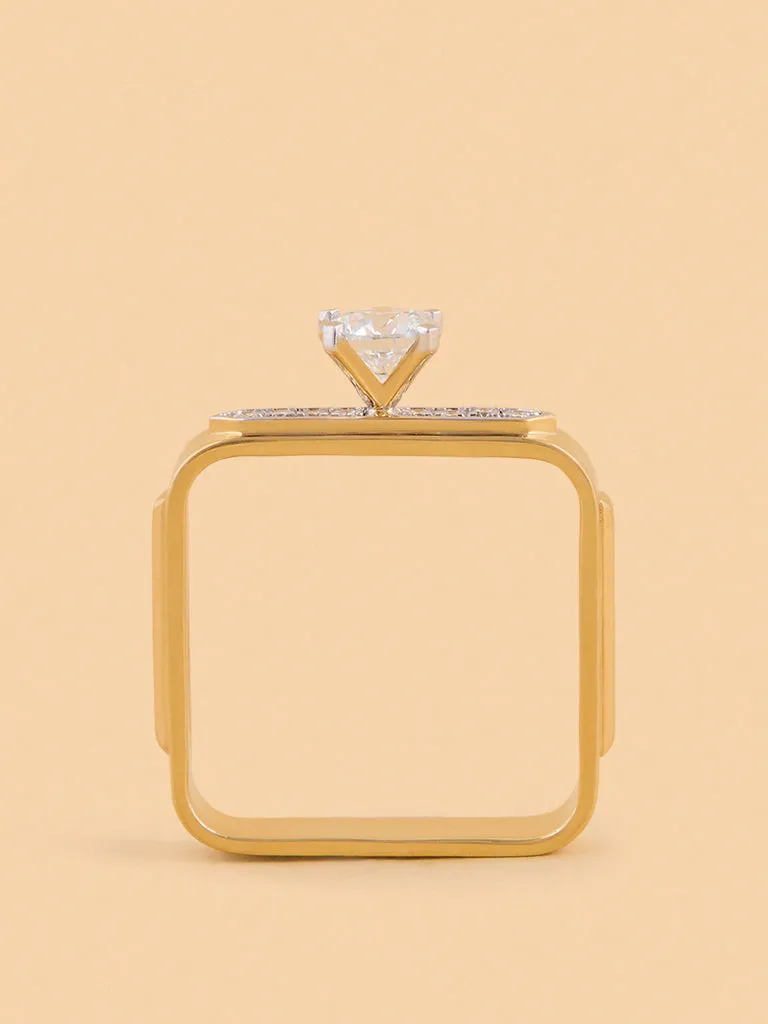 Westside X Pome Bold Square Lab Diamond Solitaire Ring