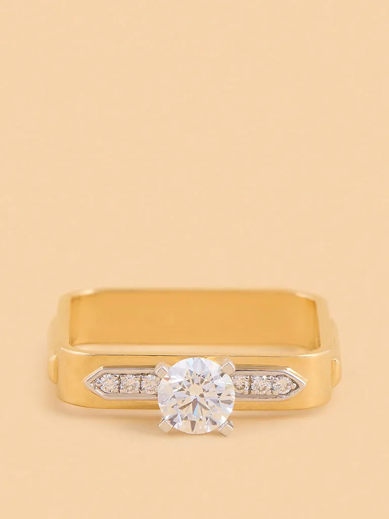 Westside X Pome Bold Square Lab Diamond Solitaire Ring