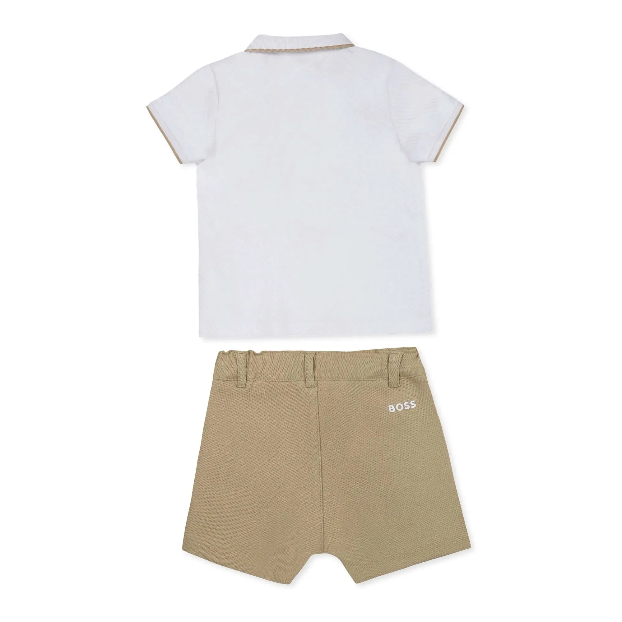 White Polo Beige Shorts Set