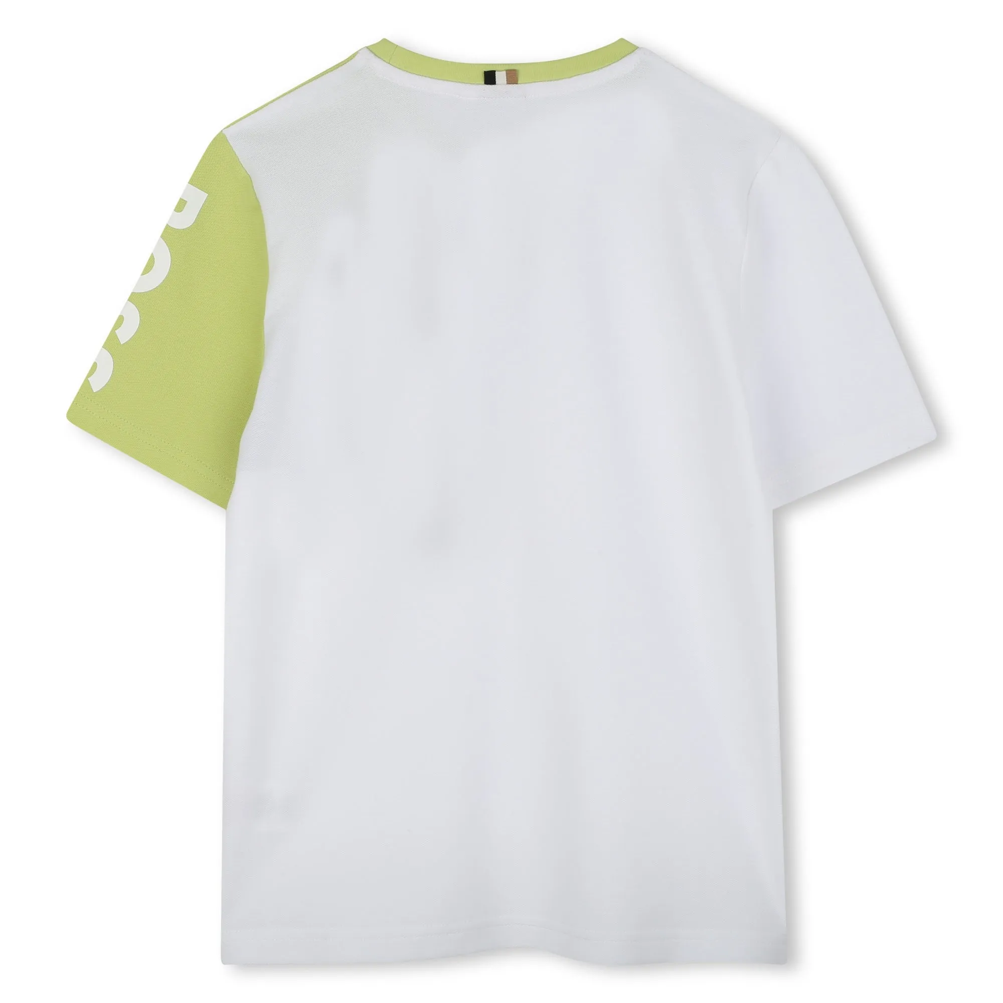 White Shirt Lime Sleeve Asymmetric T-Shirt