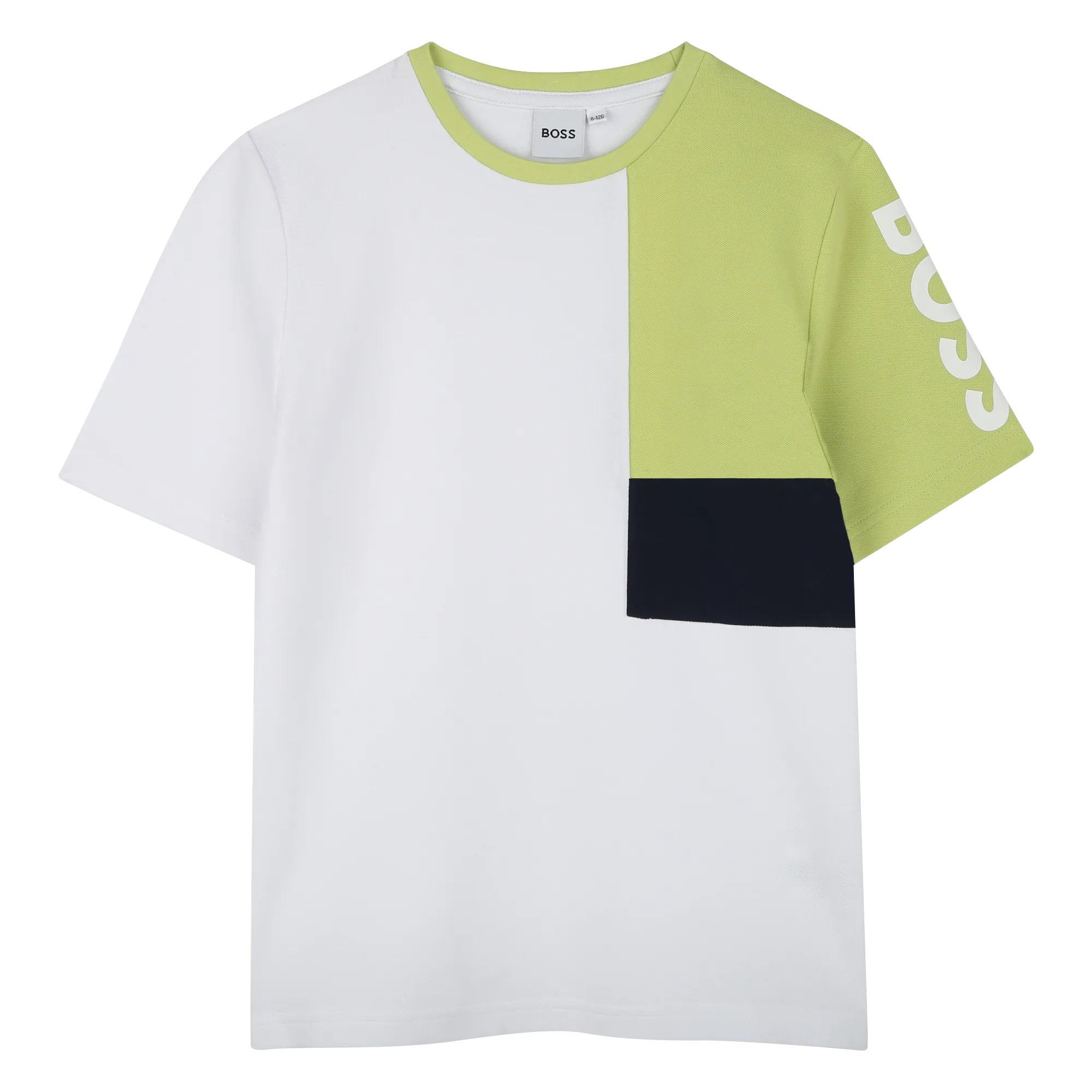 White Shirt Lime Sleeve Asymmetric T-Shirt