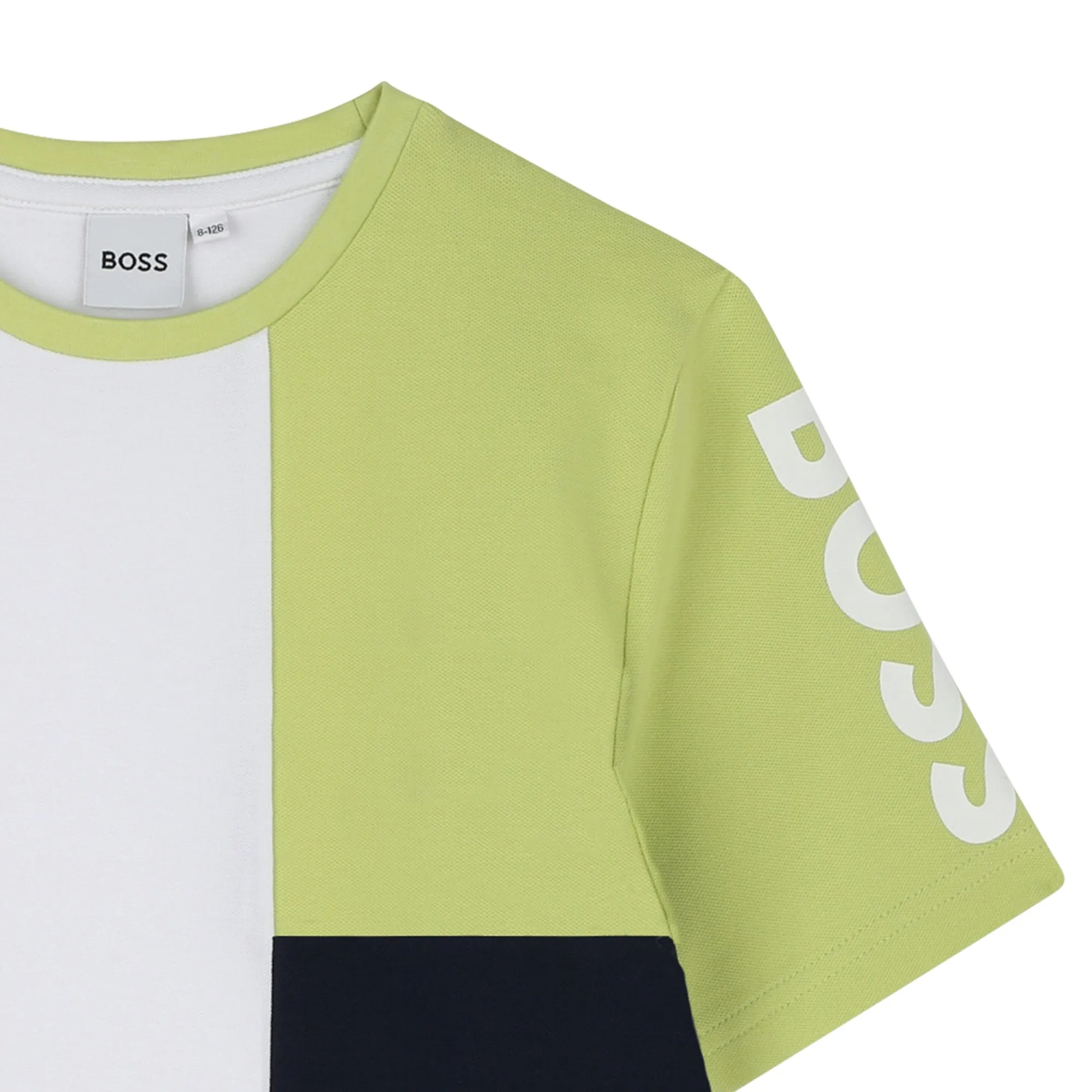 White Shirt Lime Sleeve Asymmetric T-Shirt