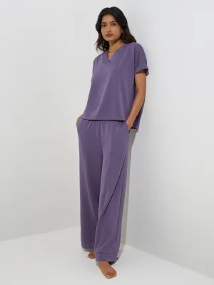 Wunderlove Lavender Solid High-Rise Lounge Pants