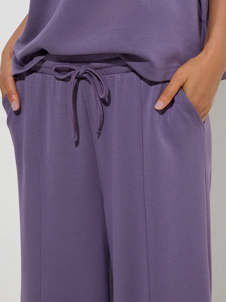 Wunderlove Lavender Solid High-Rise Lounge Pants