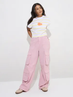 Y&F Kids Yellow Striped Cotton T-Shirt