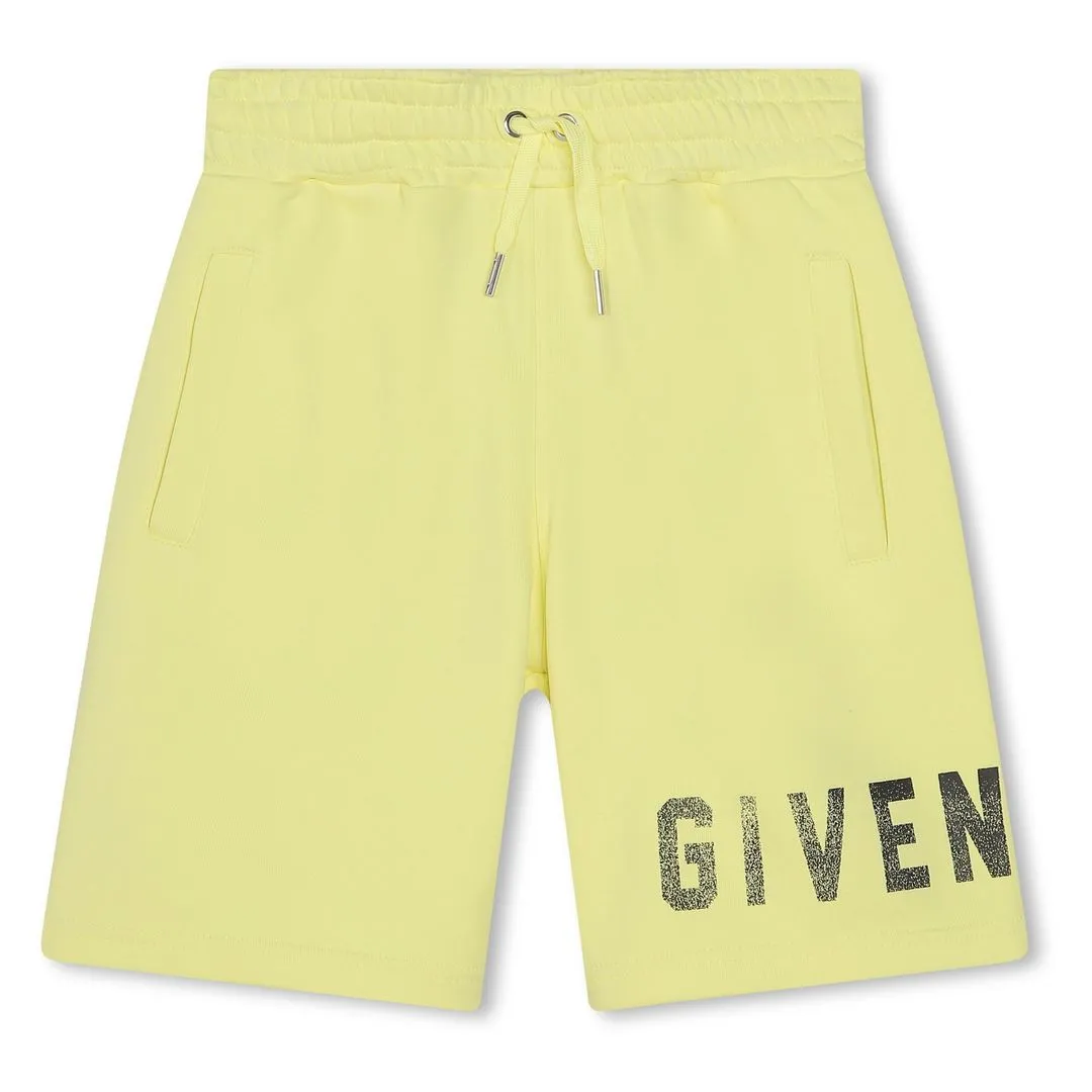 Yellow 4G Logo Print Shorts
