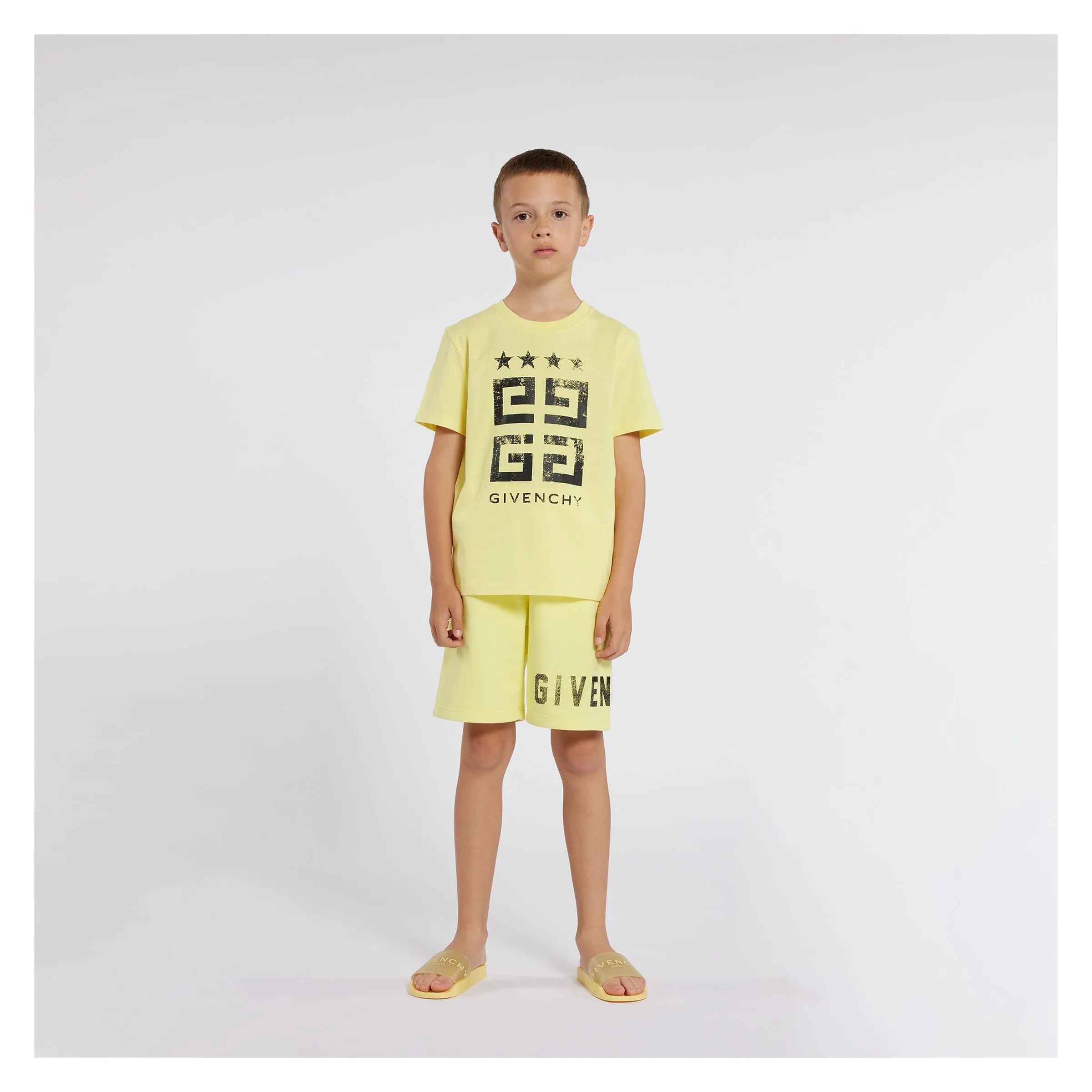 Yellow 4G Logo Print Shorts
