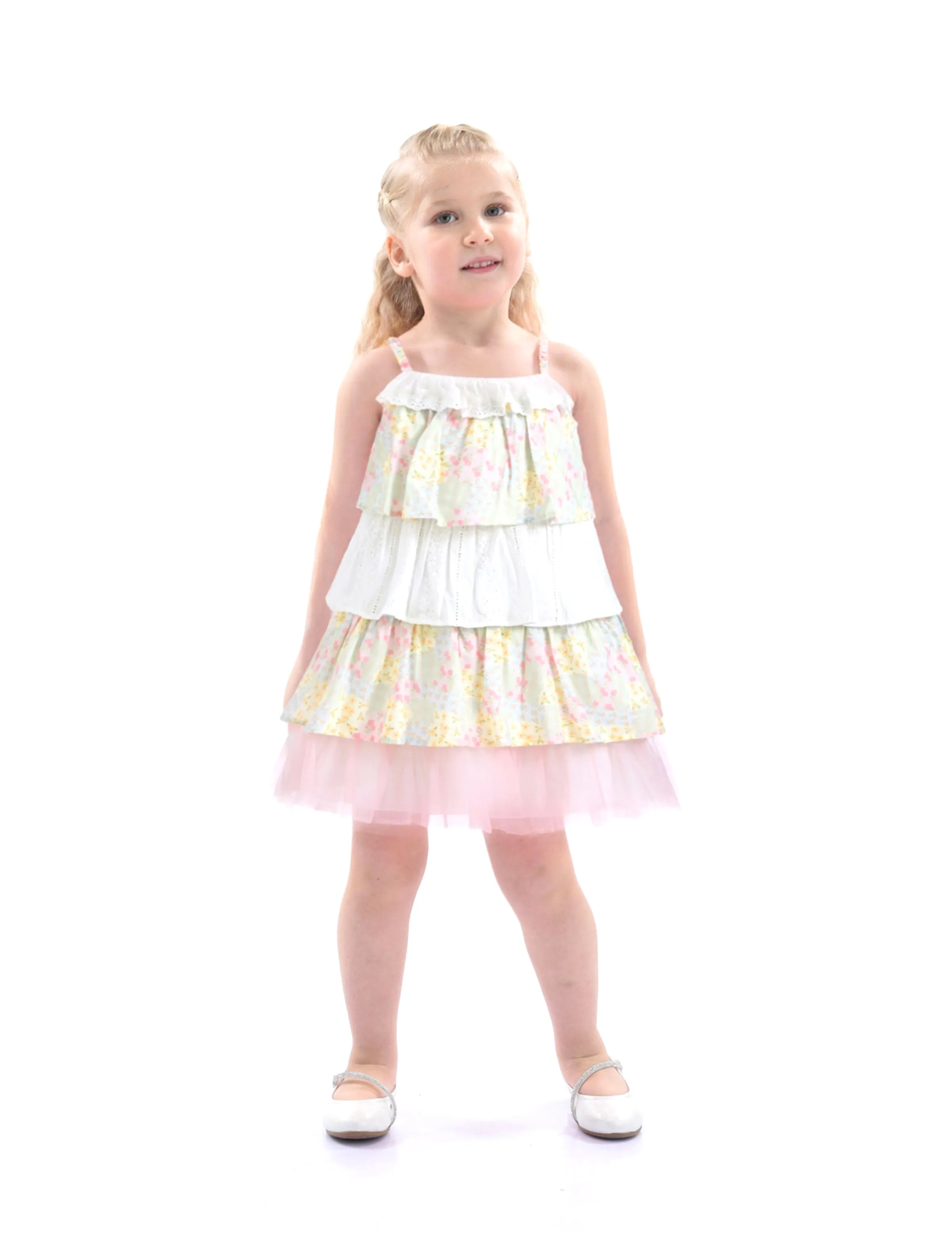 Yellow Tiered Warm Floral Dress Set