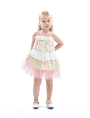 Yellow Tiered Warm Floral Dress Set