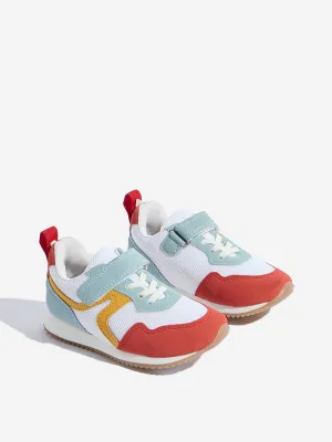 Yellow White Colour-Blocked Lace-Up Sneakers